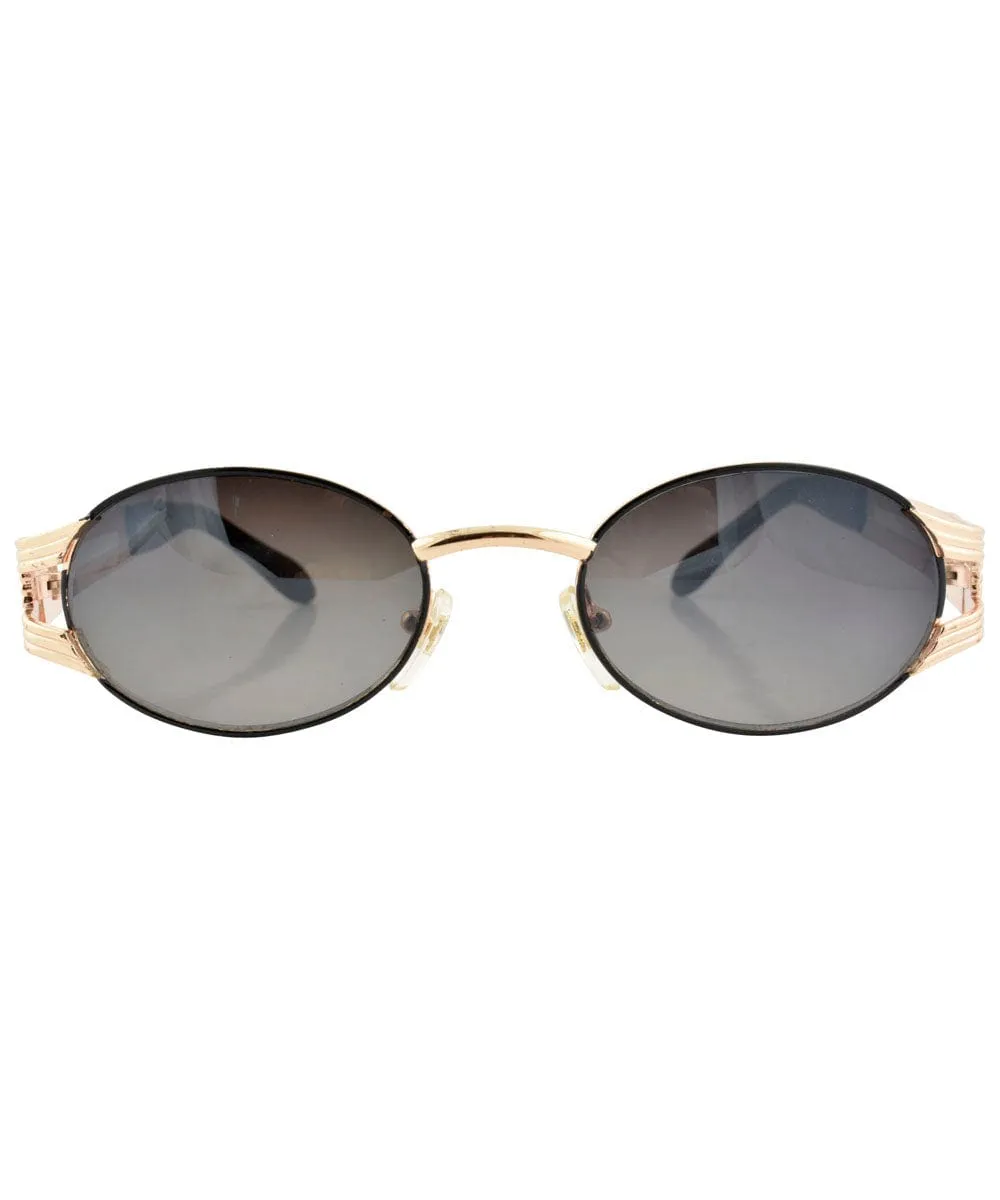 POSE Gold/Black Oval Sunglasses sold by Giant Vintage product image thumbnail 3