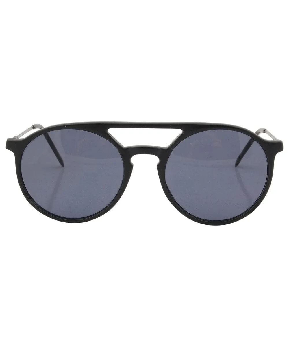 MOORE Matte Black Round Sunglasses sold by Giant Vintage product image thumbnail 3