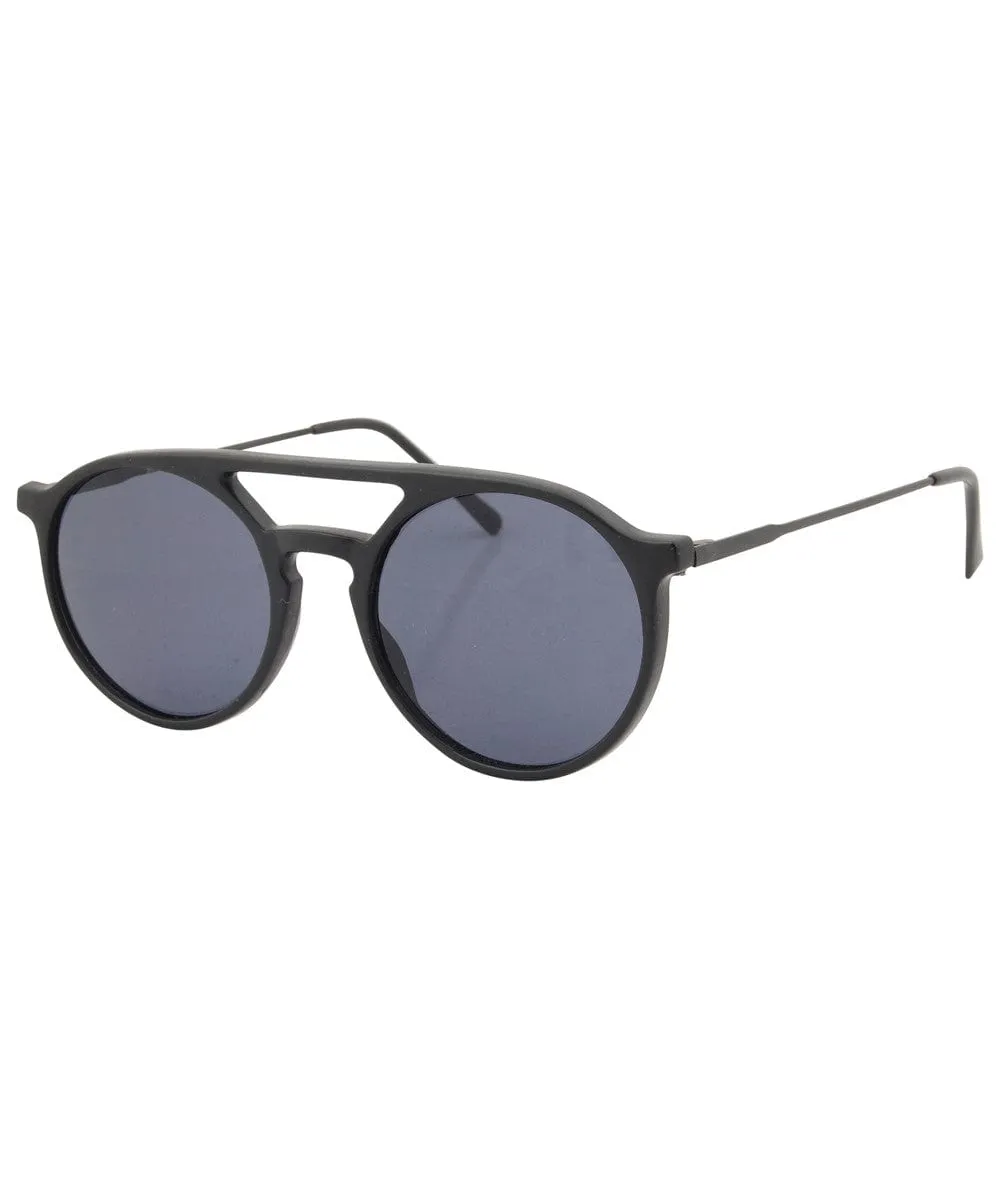 MOORE Matte Black Round Sunglasses sold by Giant Vintage product image thumbnail 2