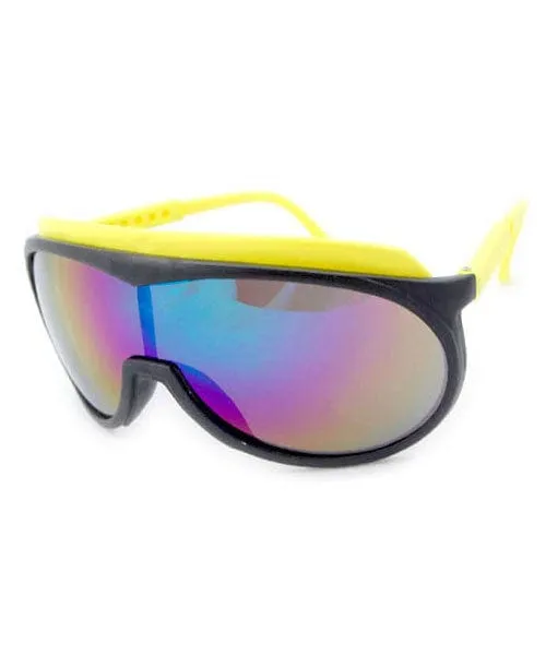 BALCONY Yellow 80s Neon Shield Sunglasses sold by Giant Vintage product image thumbnail 2
