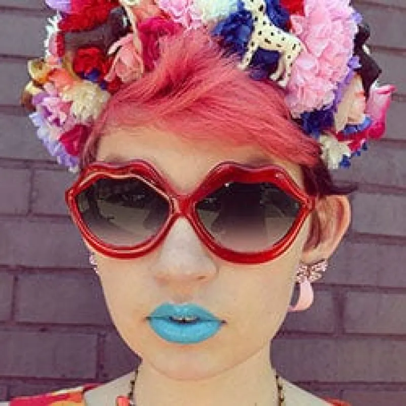 MWAH! Red/Smoke Lip-Shaped Sunglasses sold by Giant Vintage