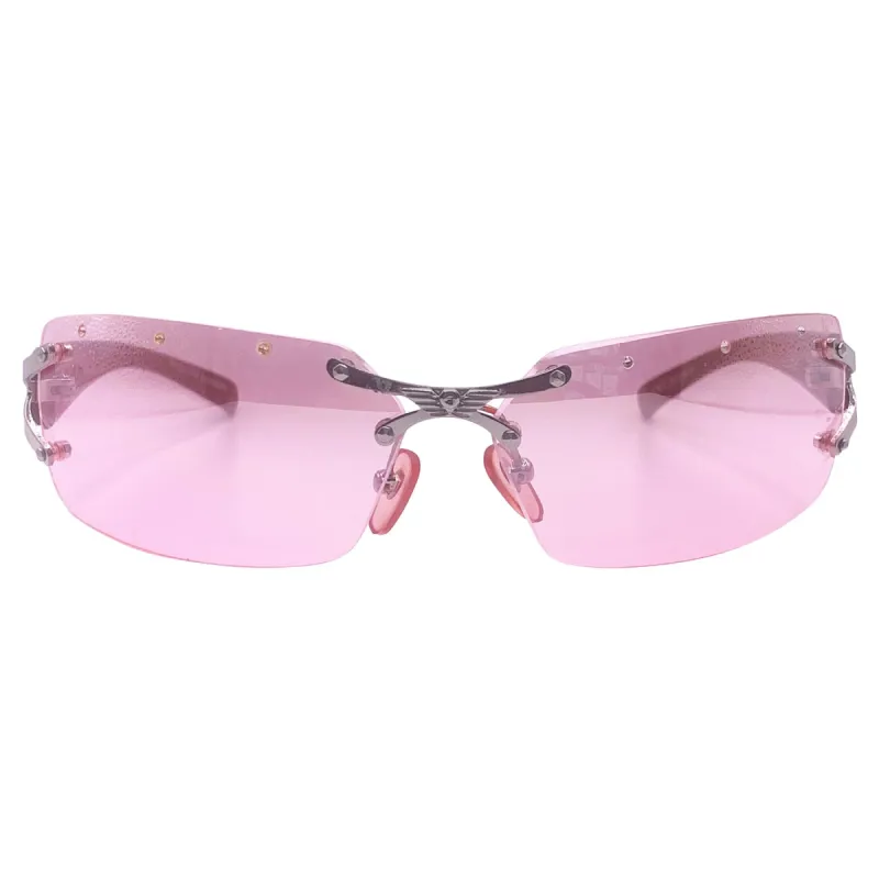 IDGAF Rimless Rhinestone Sunglasses sold by Giant Vintage