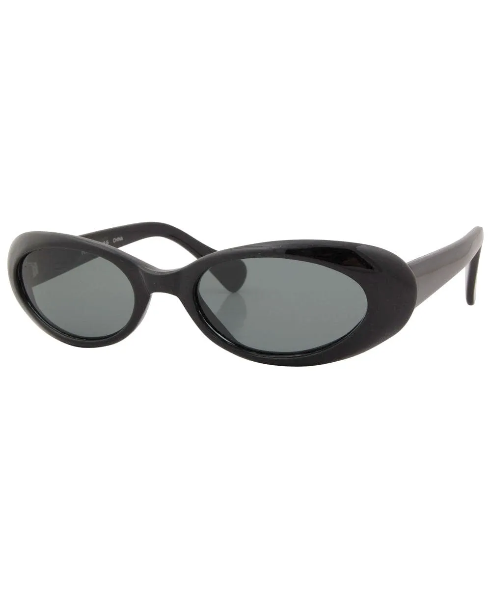 SLIM Black Oval Sunglasses sold by Giant Vintage
