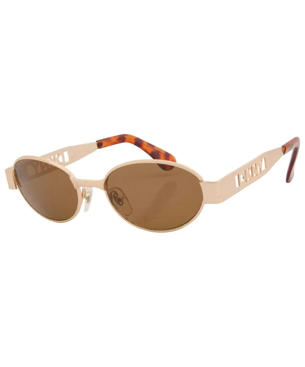 POWERS Gold/Brown Oval Sunglasses sold by Giant Vintage product image thumbnail 3