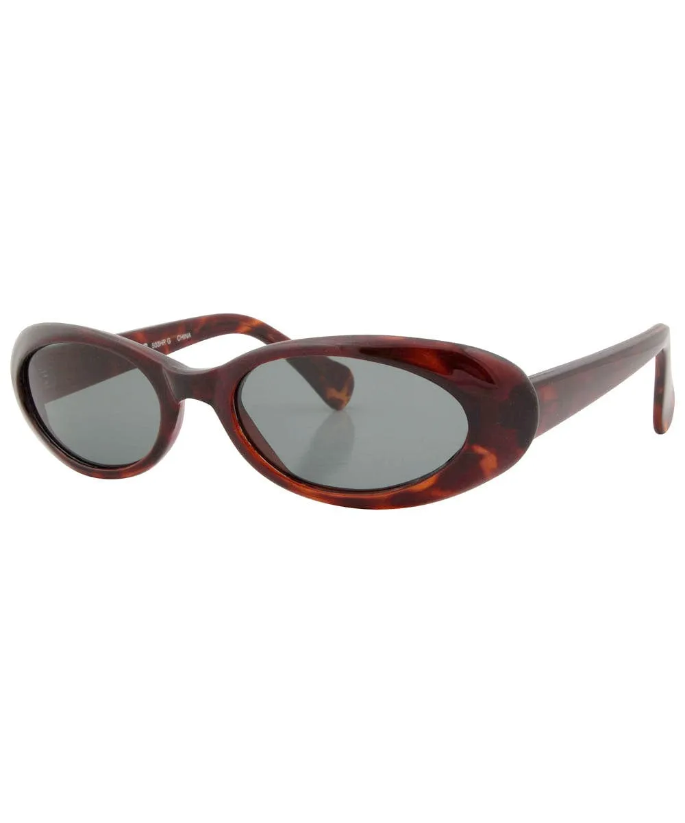 SLIM Tortoise Oval Sunglasses sold by Giant Vintage product image thumbnail 2