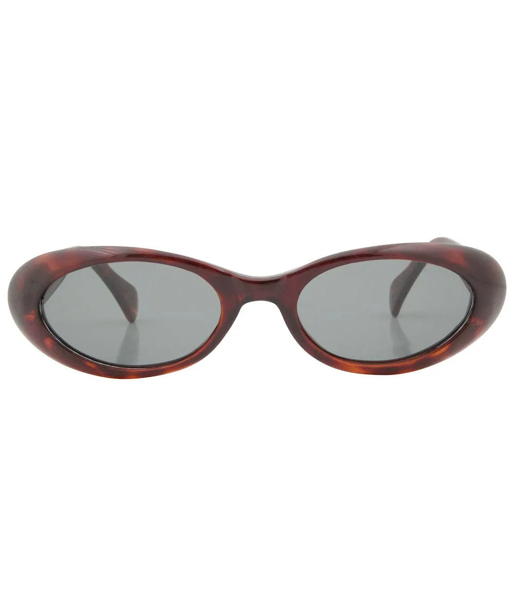 SLIM Tortoise Oval Sunglasses sold by Giant Vintage product image thumbnail 3