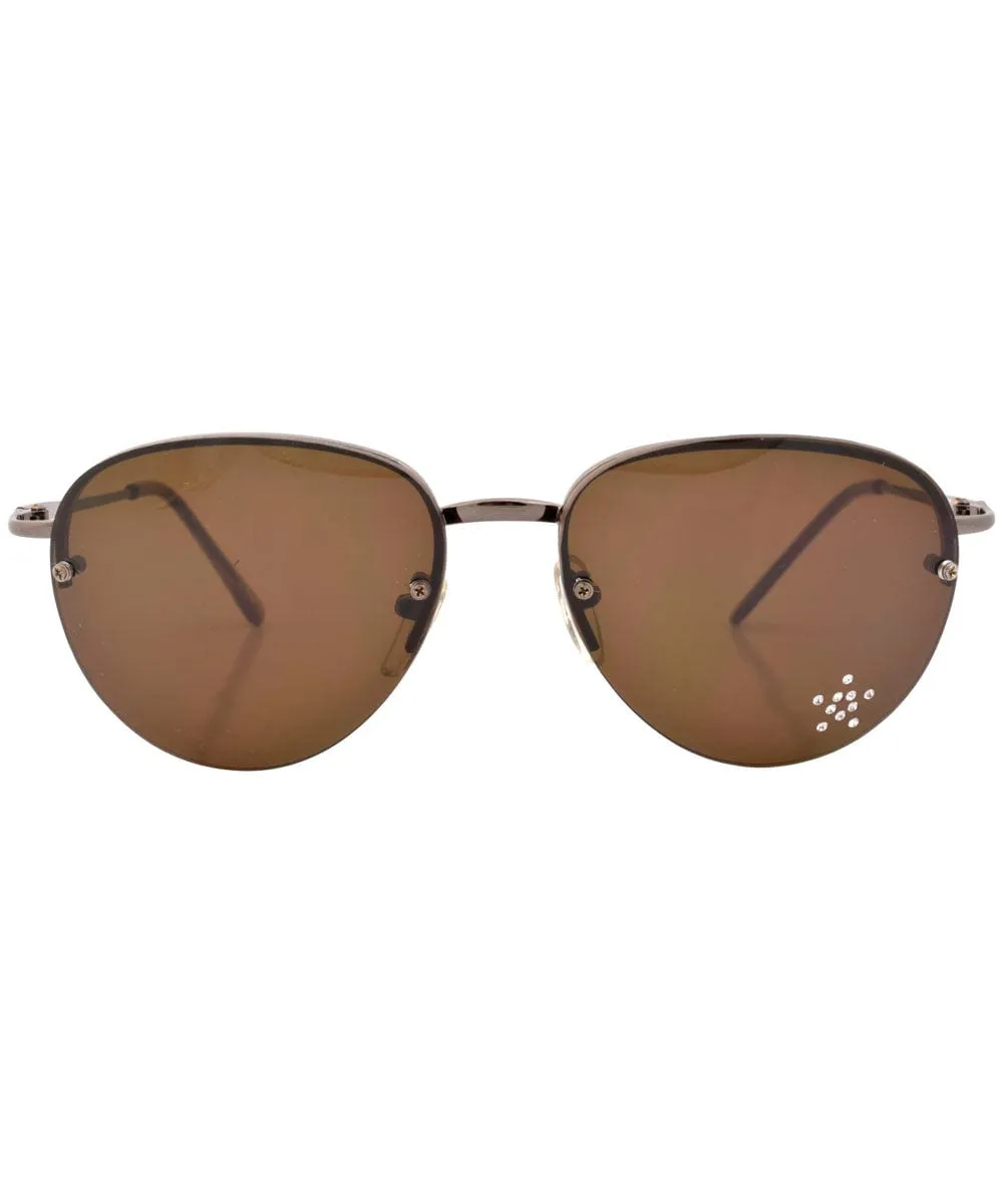 KISSIE Brown Aviator Sunglasses sold by Giant Vintage product image thumbnail 3