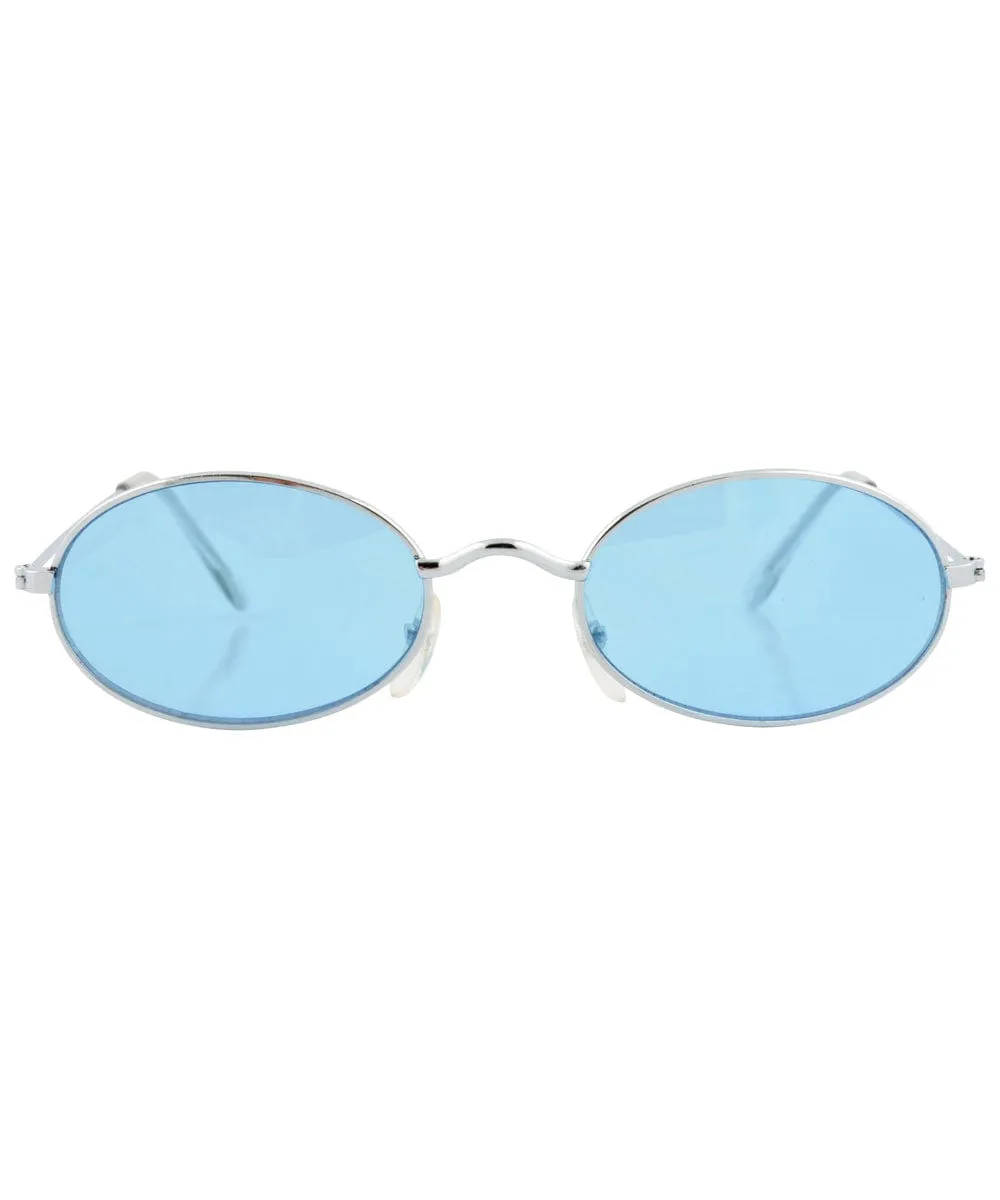 UPGRADE Silver/Blue Oval Sunglasses sold by Giant Vintage product image thumbnail 3