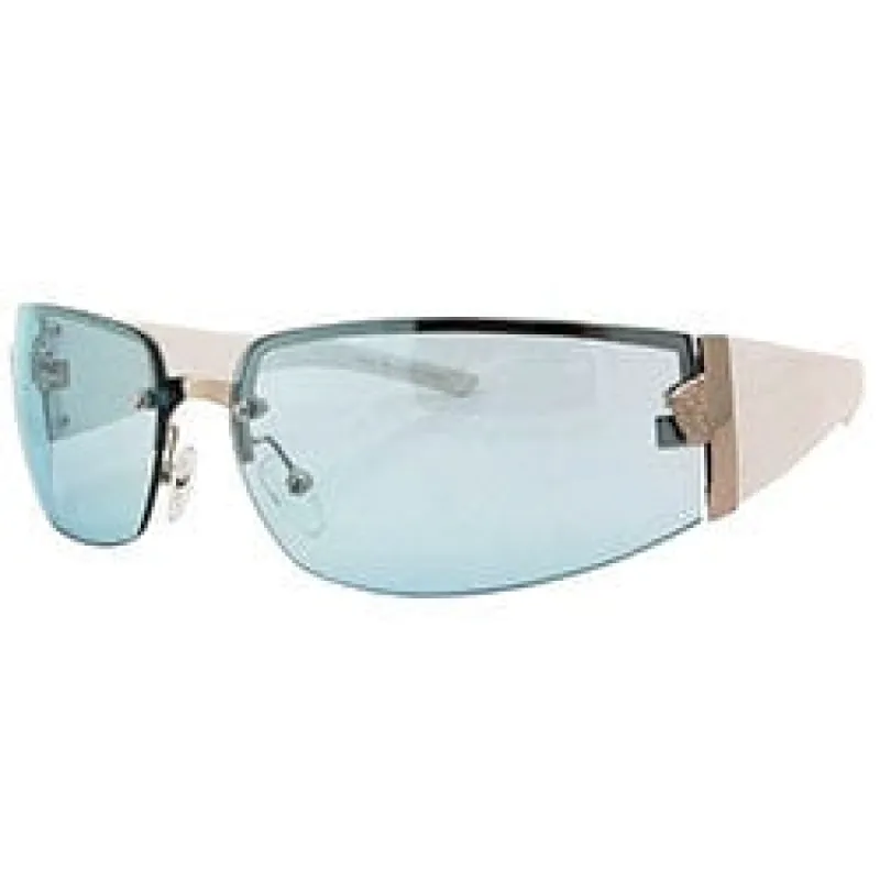 SOLSTICE Blue/White Rimless Sunglasses sold by Giant Vintage