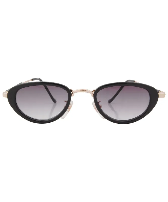 WILDE Oval Gold Black/Smoke Sunglasses | Small Fit sold by Giant Vintage