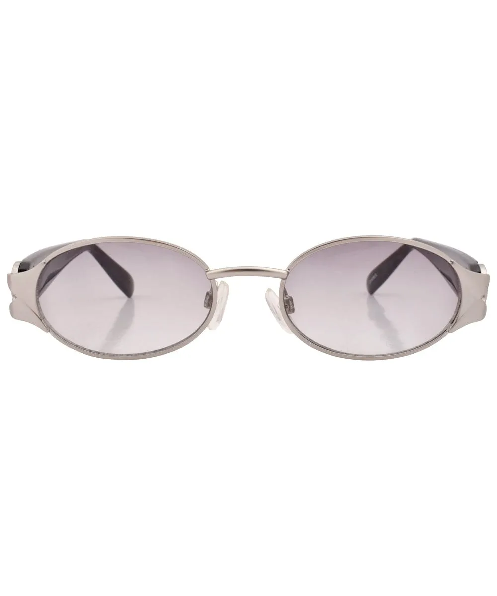 SLIPPERY Silver/Smoke Oval Sunglasses sold by Giant Vintage product image thumbnail 3
