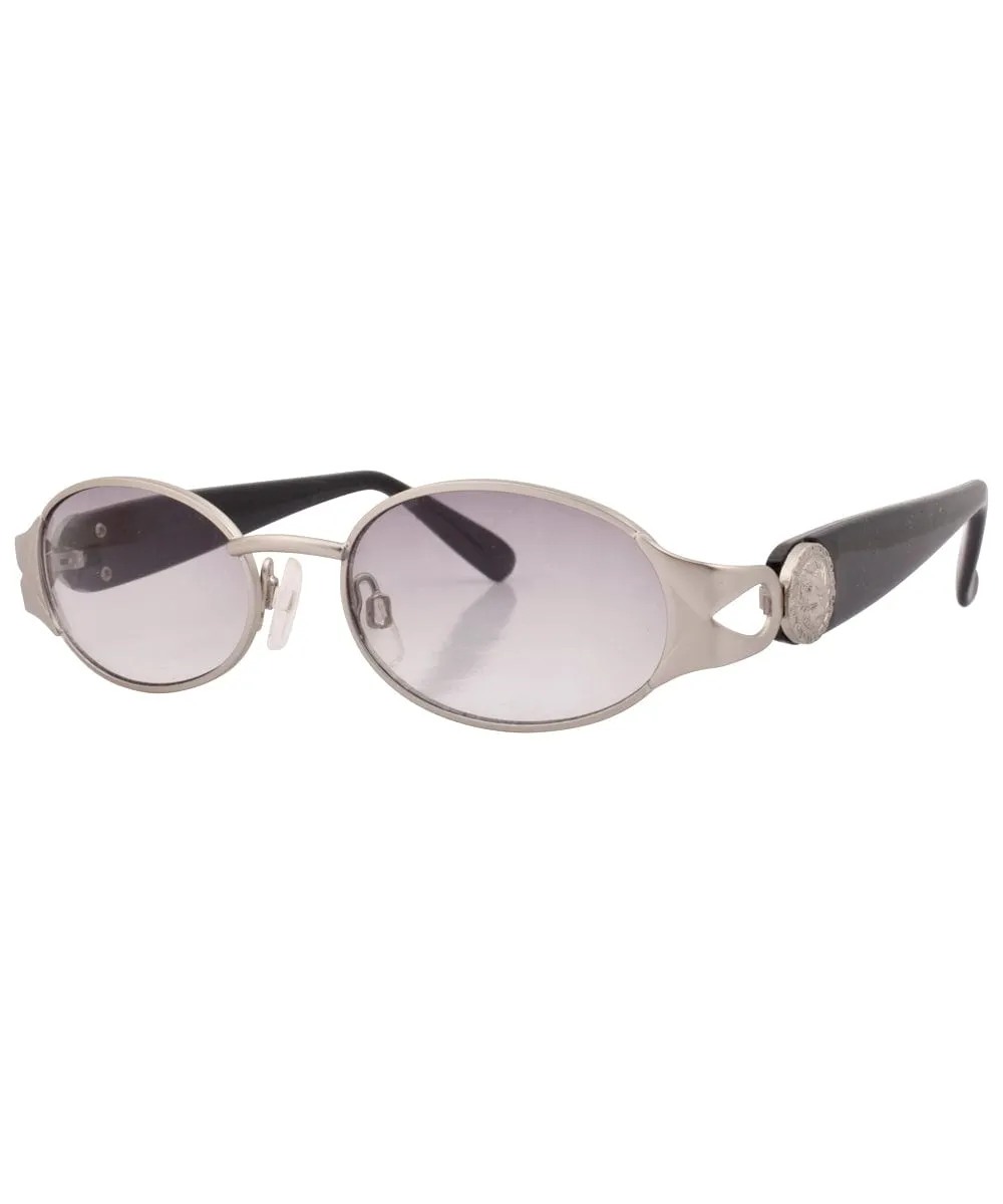 SLIPPERY Silver/Smoke Oval Sunglasses sold by Giant Vintage product image thumbnail 2