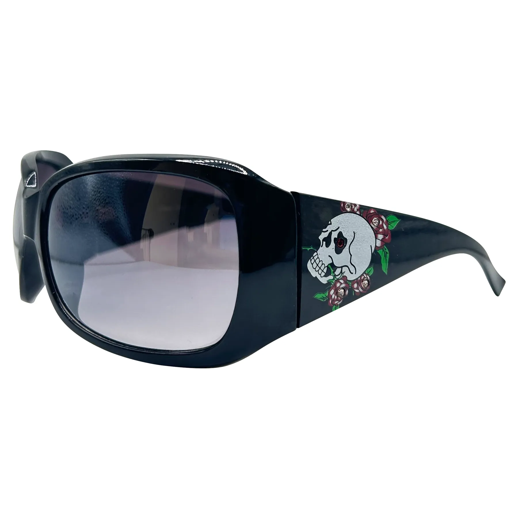 SKULLY Bedazzled Tattoo Shield Y2K Sunglasses sold by Giant Vintage product image thumbnail 4