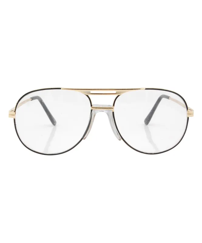 TRACK Gold/Black Clear Glasses sold by Giant Vintage
