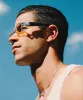 SLIPPERY Silver/Amber Oval Sunglasses sold by Giant Vintage