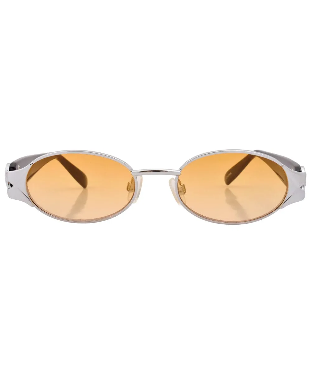 SLIPPERY Silver/Amber Oval Sunglasses sold by Giant Vintage product image thumbnail 3