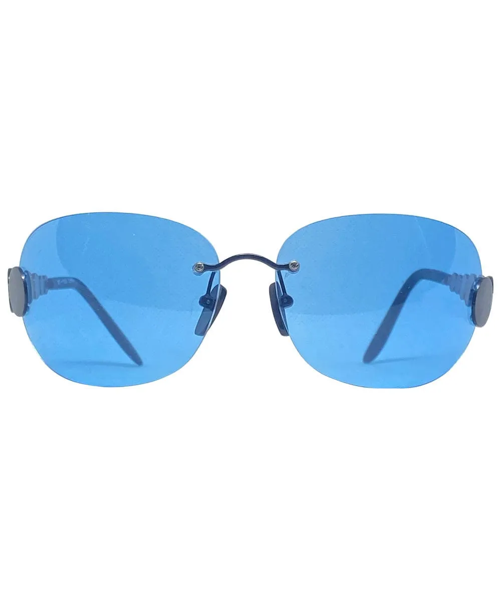 TASTY Blue/Blue Rimless Sunglasses sold by Giant Vintage product image thumbnail 3