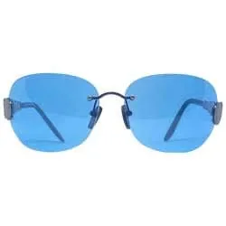 TASTY Blue/Blue Rimless Sunglasses sold by Giant Vintage