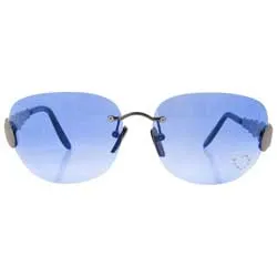 TASTY Blue/Heart Rimless Rhinestone Sunglasses sold by Giant Vintage