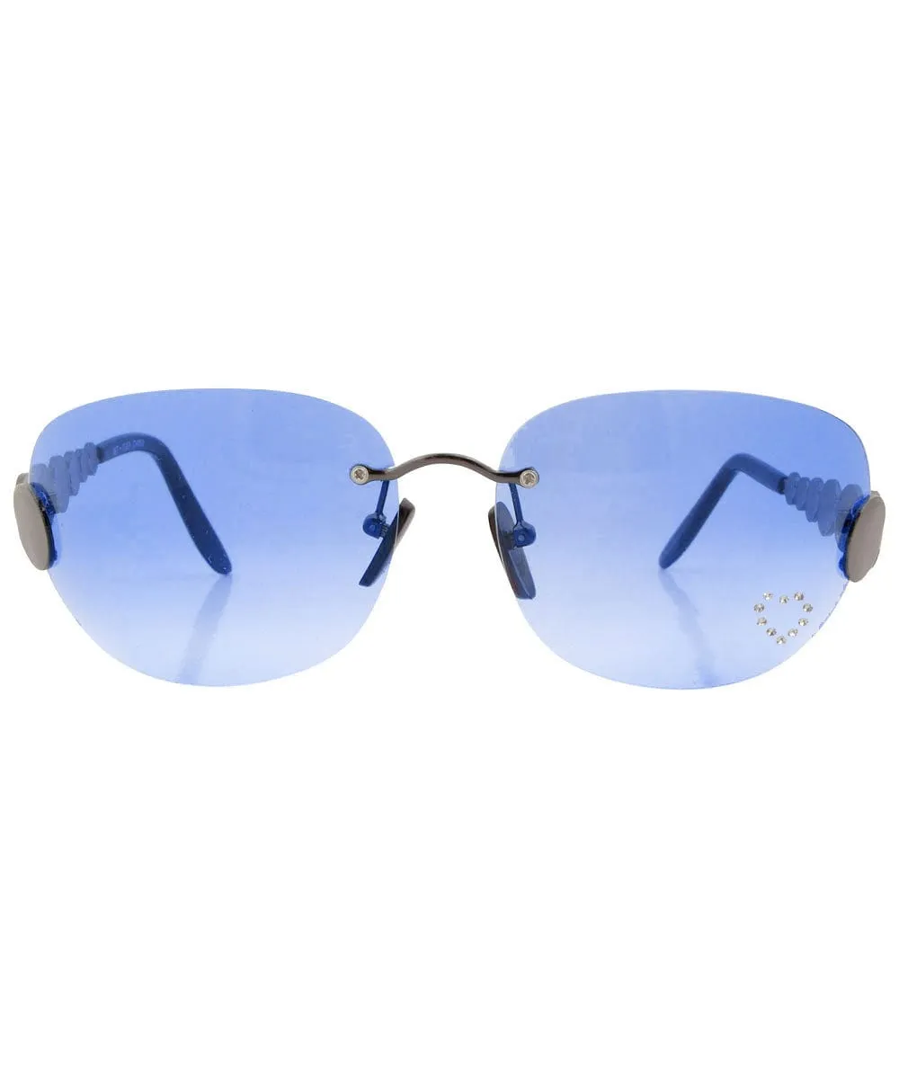 TASTY Blue/Heart Rimless Rhinestone Sunglasses sold by Giant Vintage product image thumbnail 3