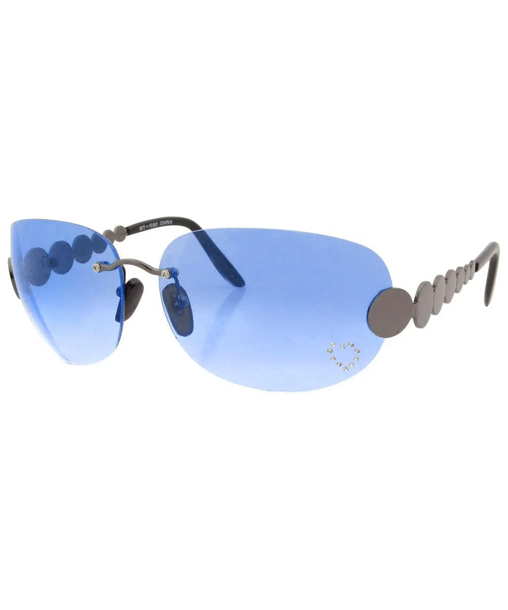 TASTY Blue/Heart Rimless Rhinestone Sunglasses sold by Giant Vintage product image thumbnail 2