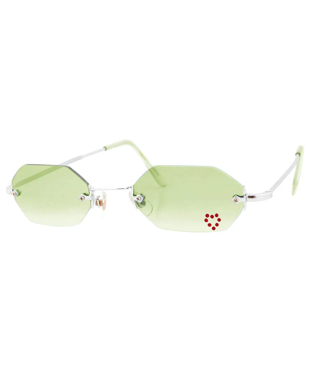 MARY KATE Green/Red Heart Rimless Rhinestone Sunglasses sold by Giant Vintage product image thumbnail 2