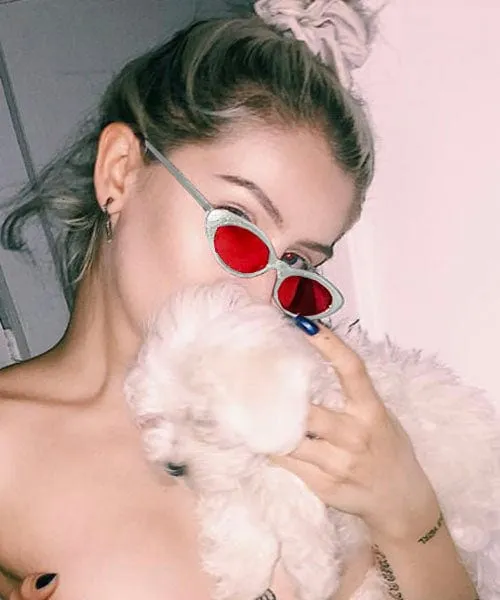 WHAT!? Silver/Red Cat-Eye Sunglasses sold by Giant Vintage product image thumbnail 4