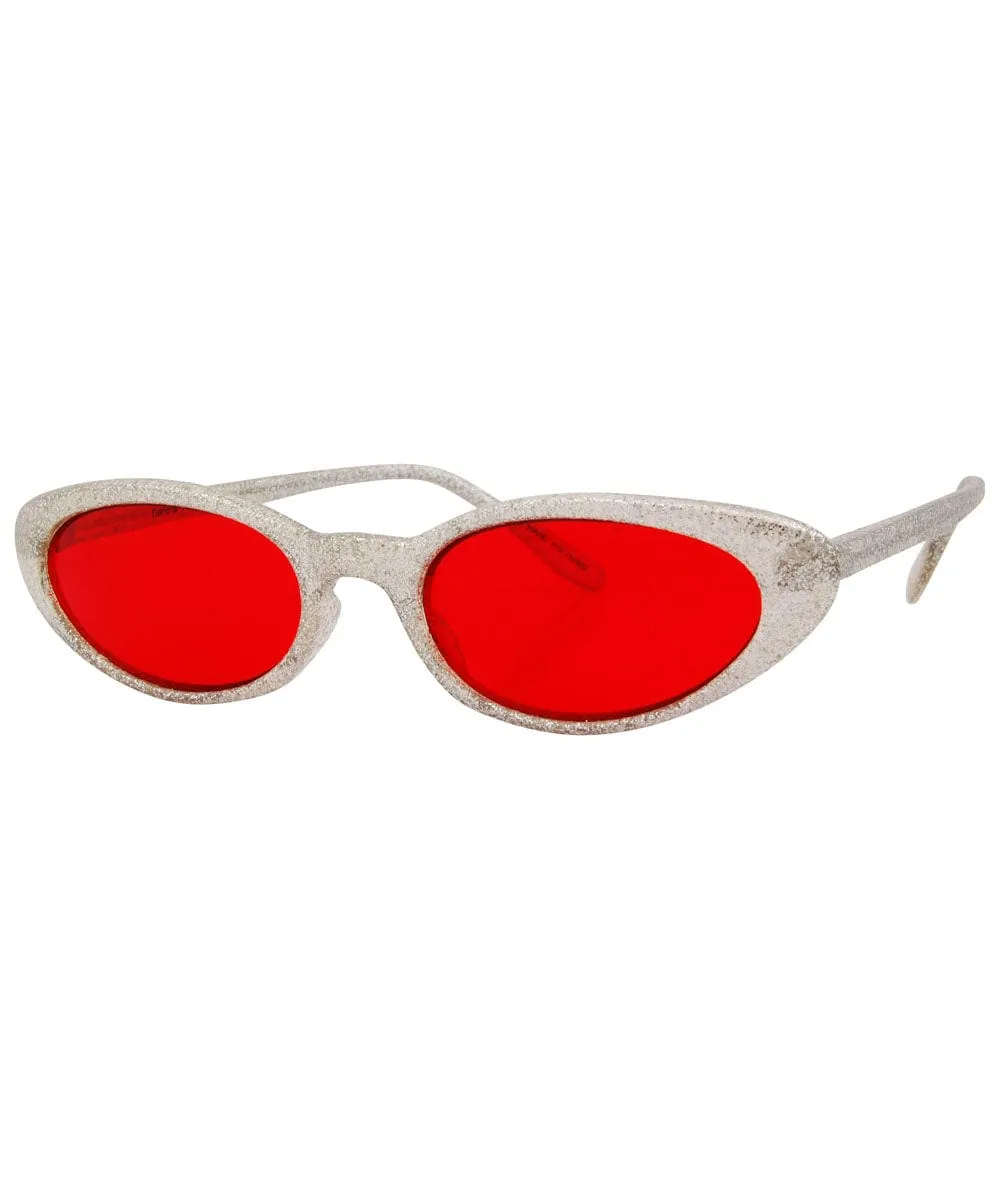 WHAT!? Silver/Red Cat-Eye Sunglasses sold by Giant Vintage product image thumbnail 2