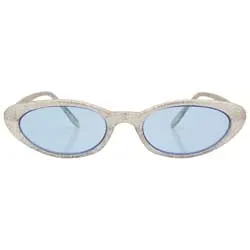 WHAT!? Silver/Blue Cat-Eye Sunglasses sold by Giant Vintage