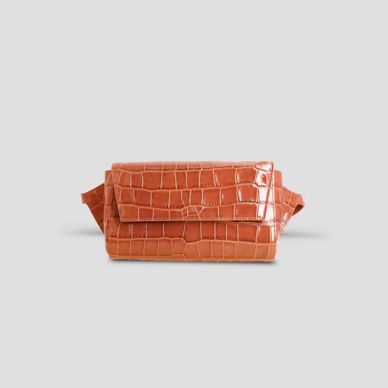 Ikon Belt Bag - croco maple brown sold by Kaai nv