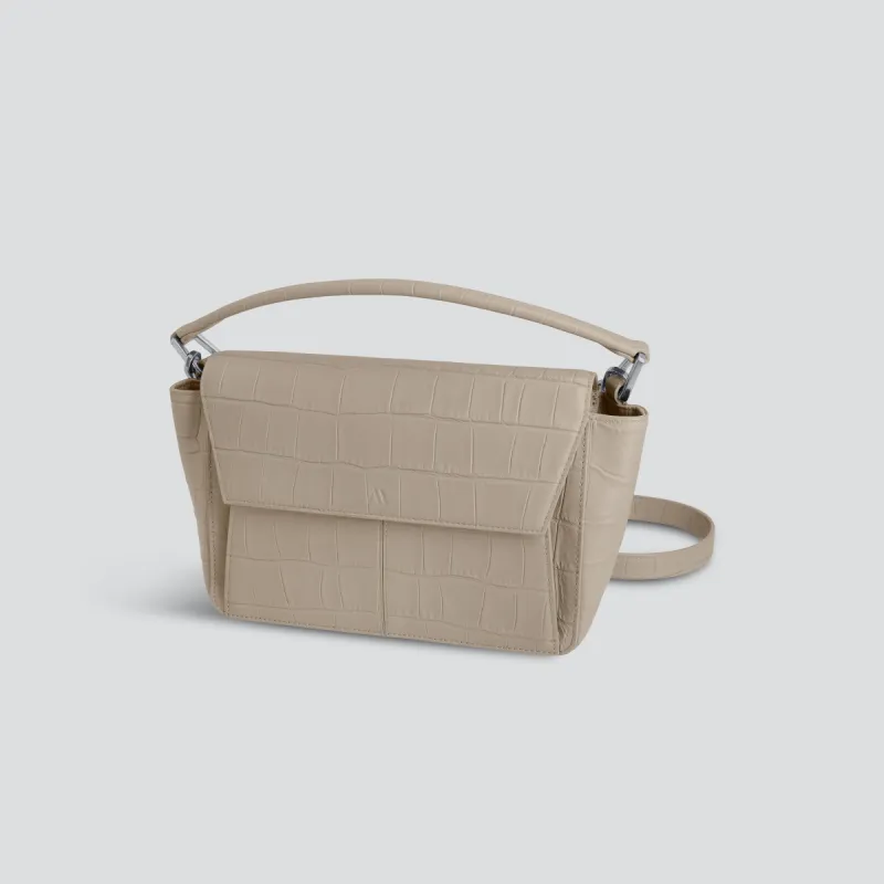 Ikon Shoulder Bag - soft croco clay taupe sold by Kaai nv