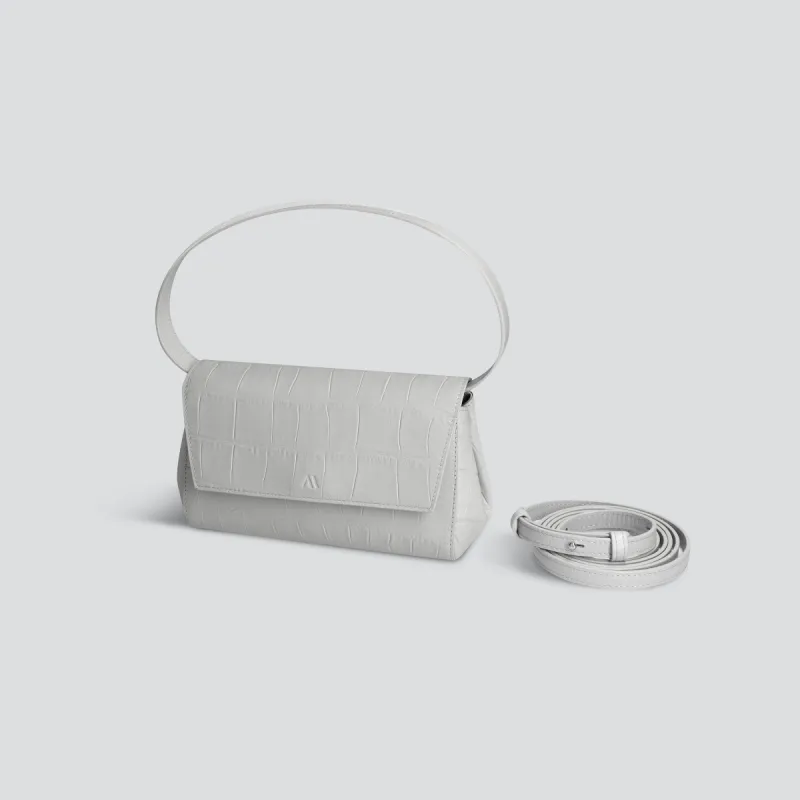 Ikon Clutch - soft croco light grey sold by Kaai nv