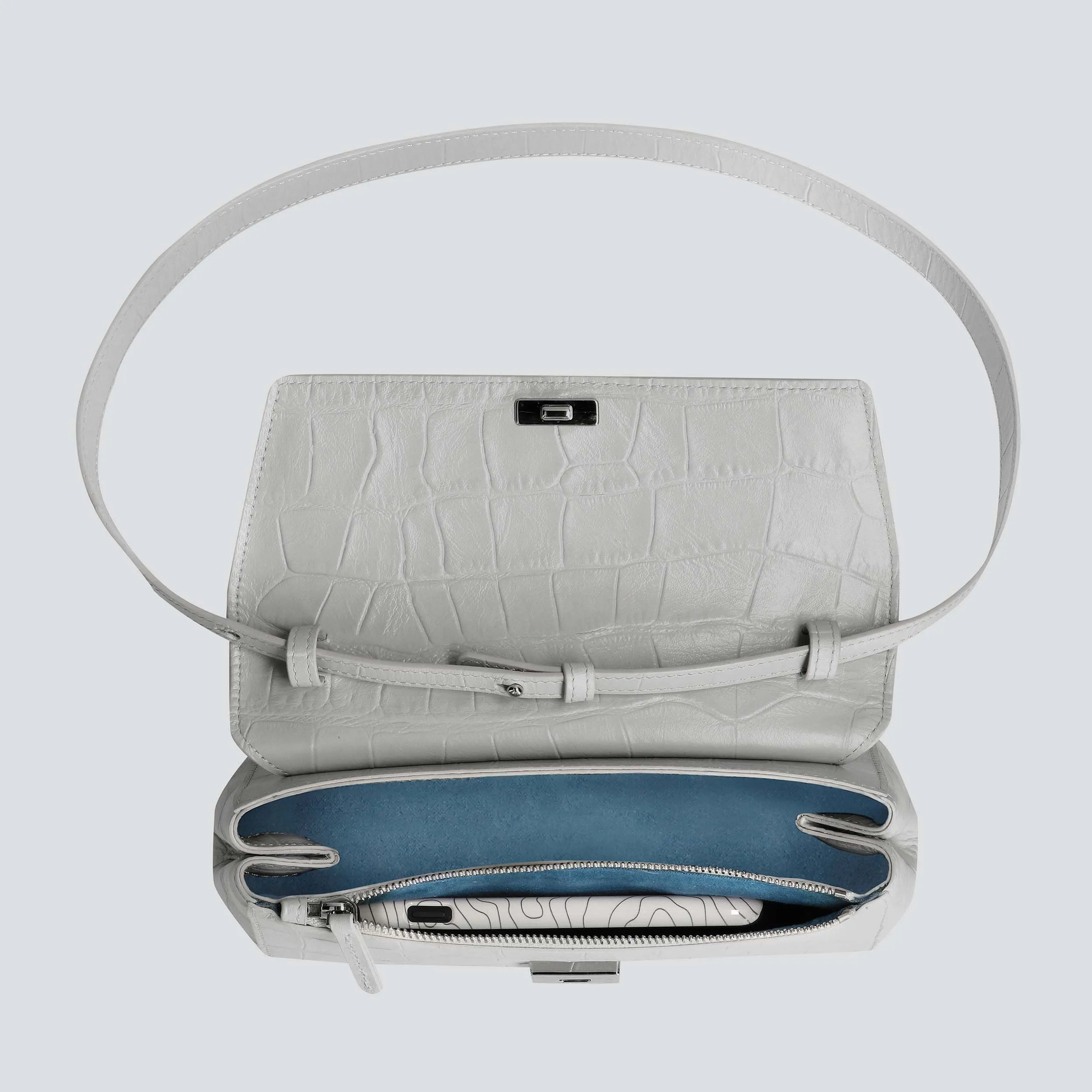 Ikon Clutch - soft croco light grey sold by Kaai nv product image thumbnail 2