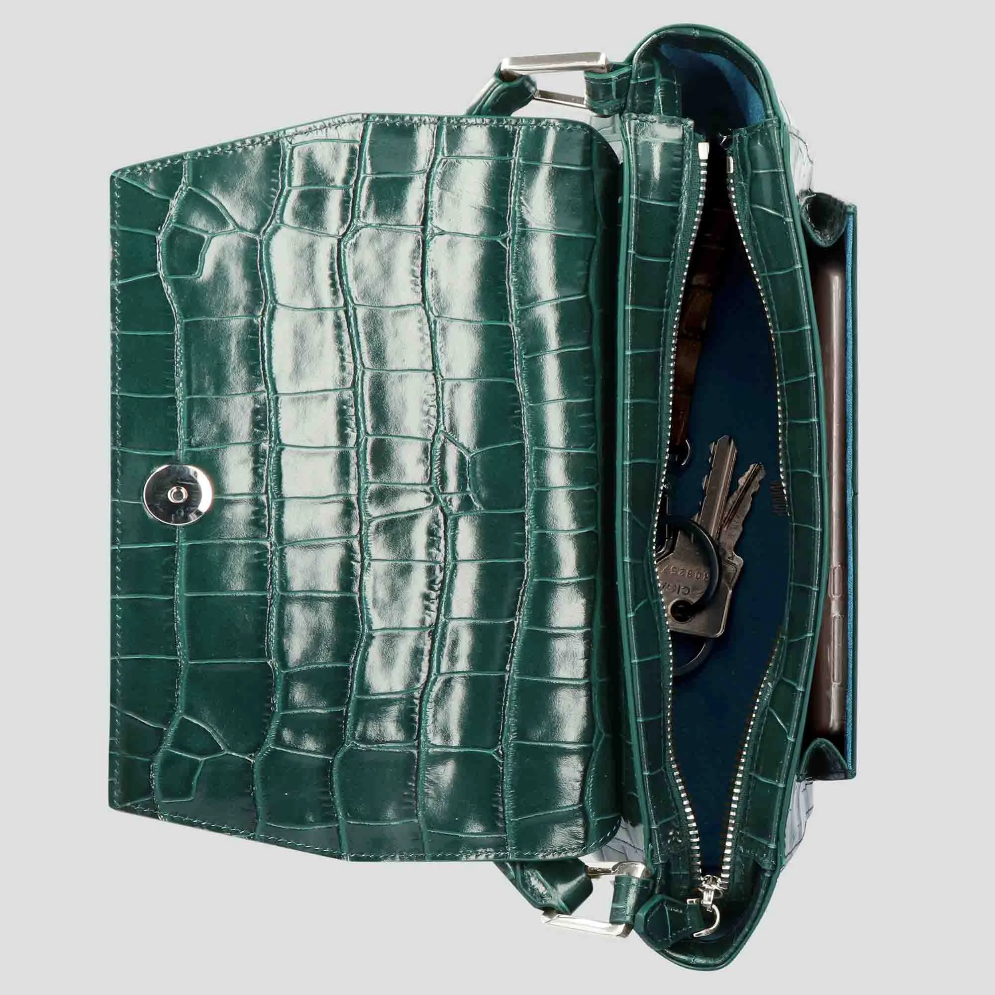 Ikon Shoulder Bag - croco pine green sold by Kaai nv product image thumbnail 4