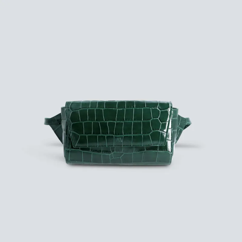 Ikon Belt Bag - croco pine green sold by Kaai nv