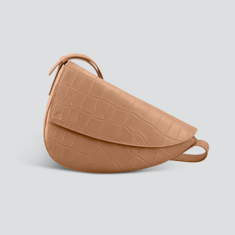 Rebel Cross Body  - soft croco cappuccino sold by Kaai nv