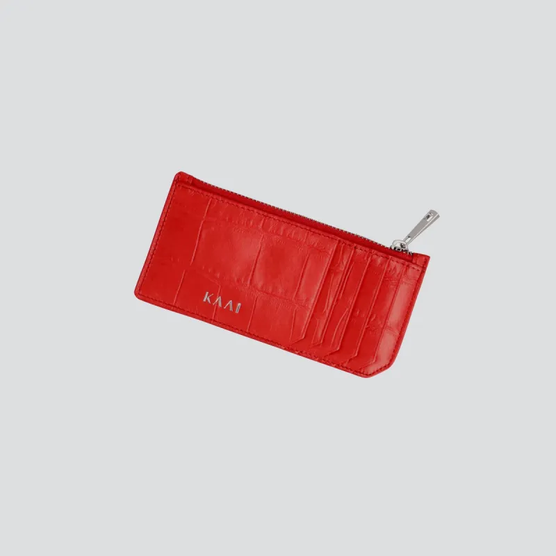 Cardholder - soft croco poppy red sold by Kaai nv