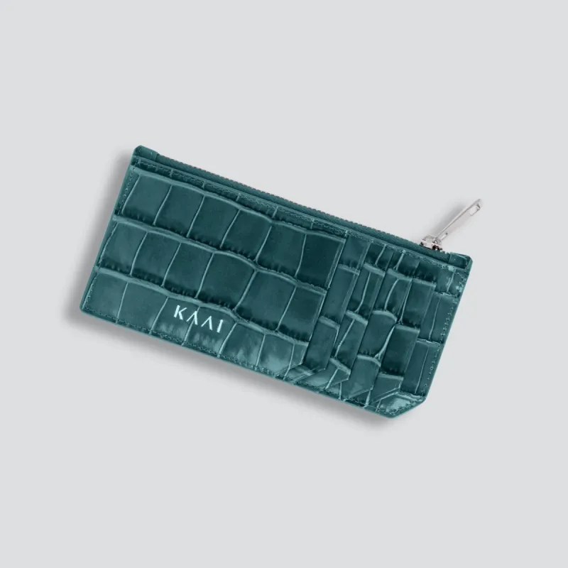 Cardholder - croco dark teal sold by Kaai nv