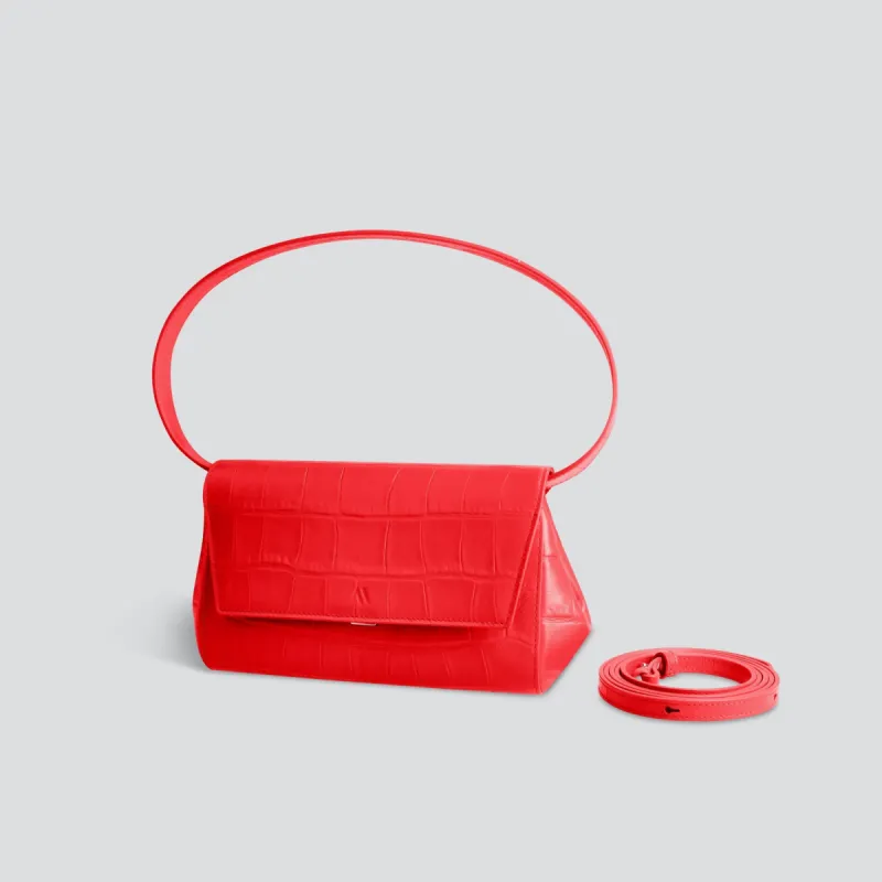 Ikon Clutch - soft croco poppy red sold by Kaai nv