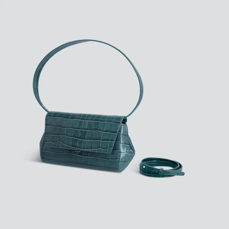 Ikon Clutch - croco dark teal sold by Kaai nv