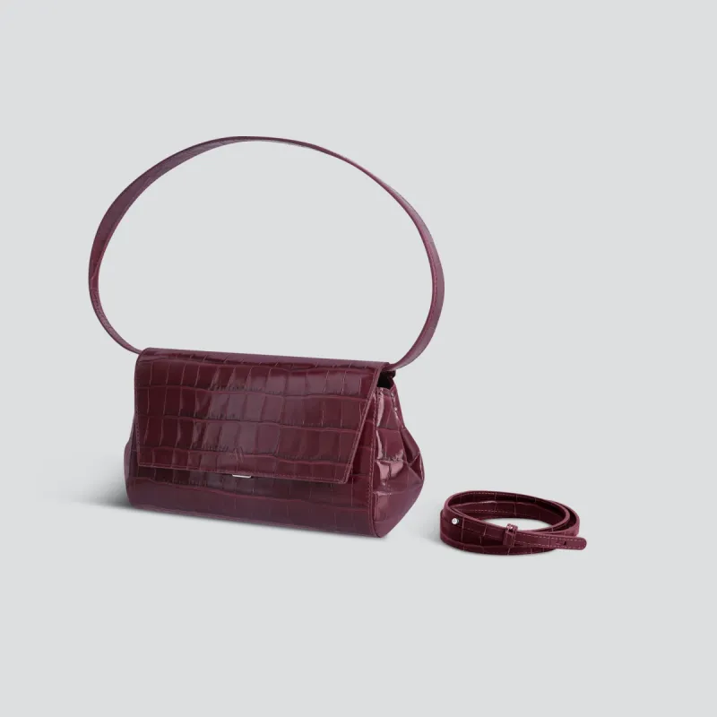Ikon Clutch - croco aubergine sold by Kaai nv