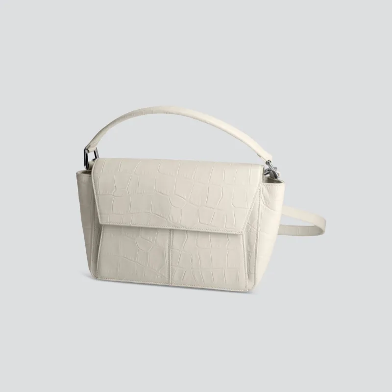 Ikon Shoulder Bag - soft croco chalk white sold by Kaai nv
