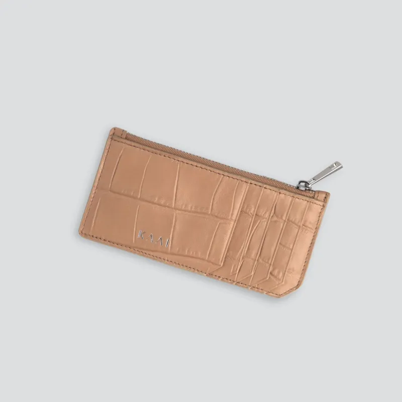 Cardholder - soft croco cappuccino sold by Kaai nv