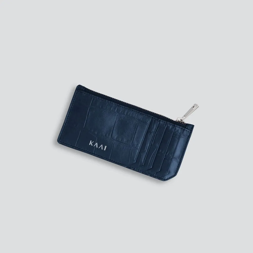 Cardholder - soft croco navy blue sold by Kaai nv