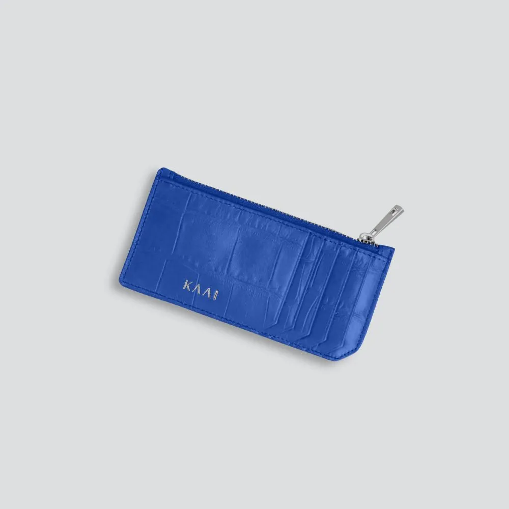 Cardholder - soft croco electric blue sold by Kaai nv
