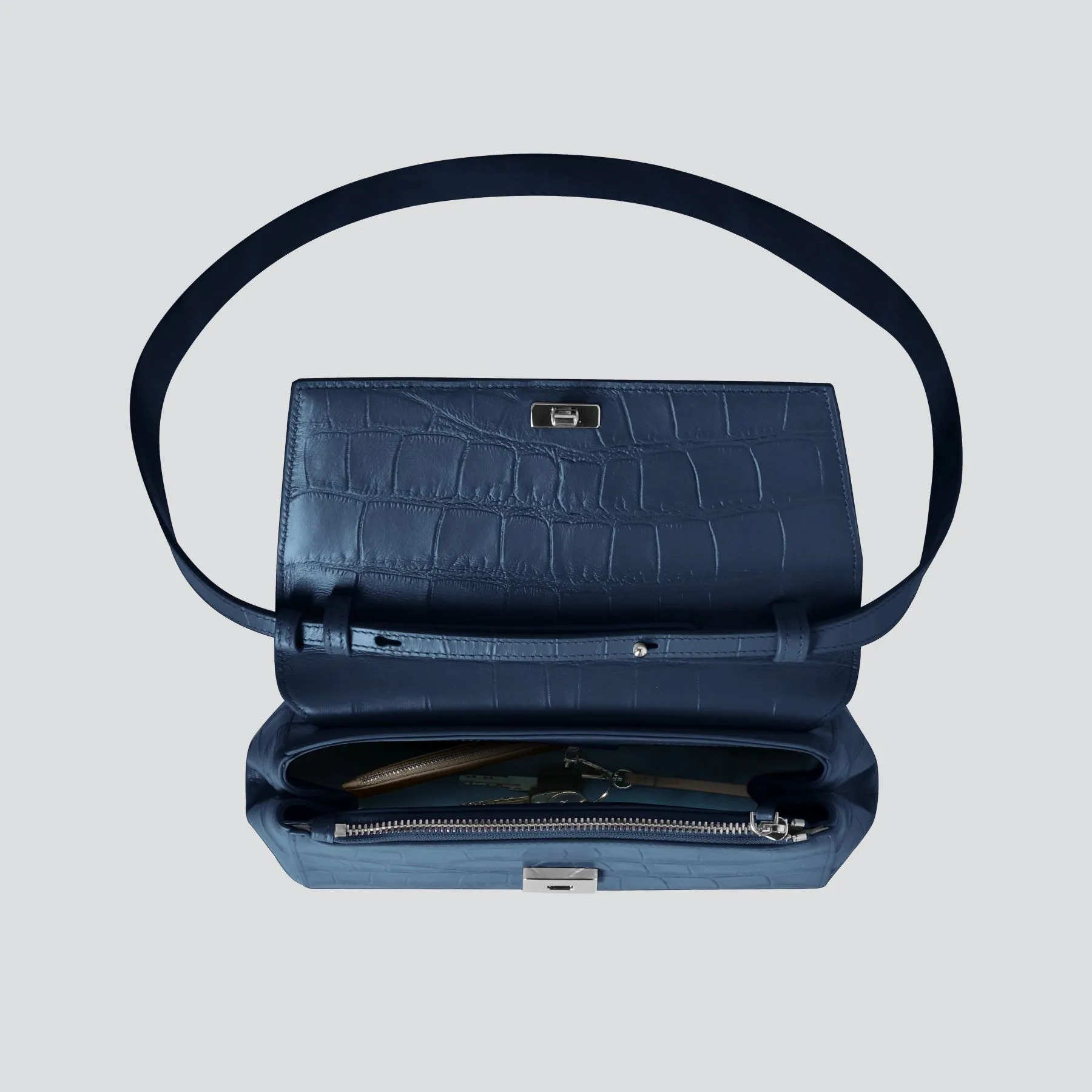 Ikon Clutch - soft croco navy blue sold by Kaai nv product image thumbnail 3