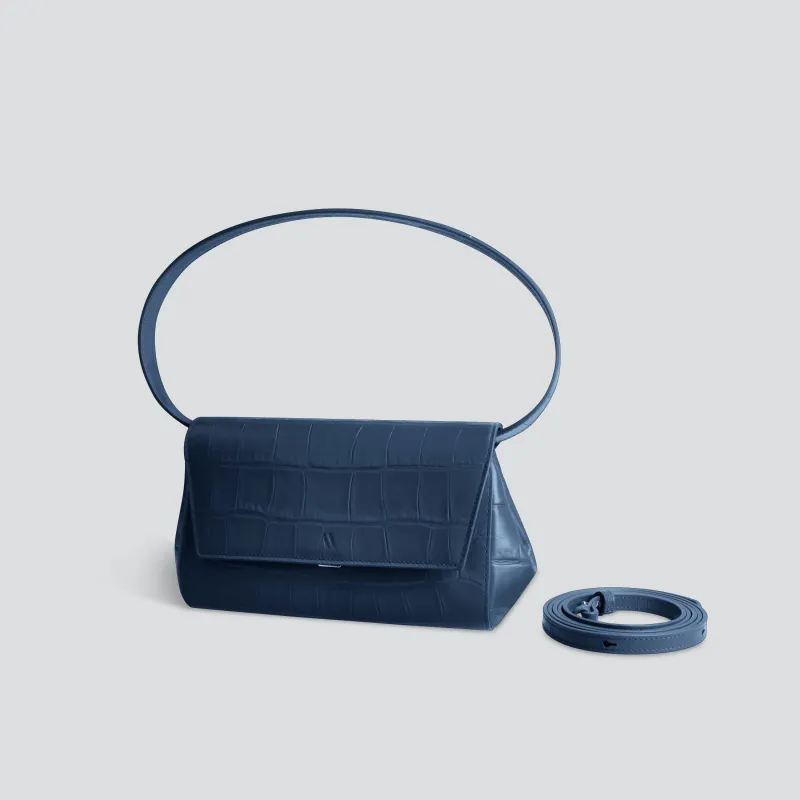Ikon Clutch - soft croco navy blue sold by Kaai nv