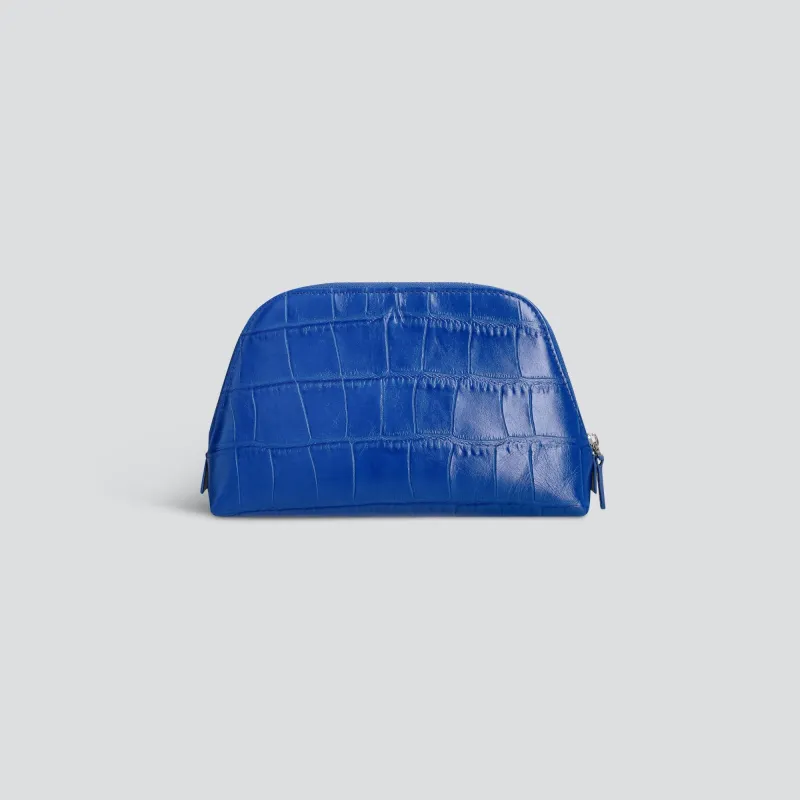 Makeup Bag - soft croco electric blue sold by Kaai nv