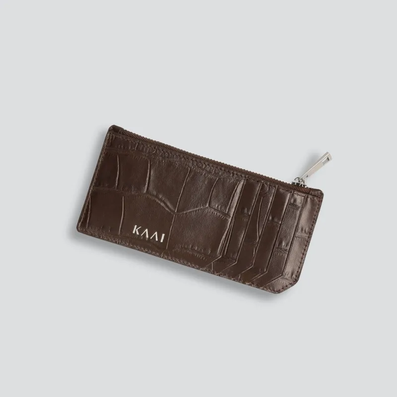 Cardholder - soft croco espresso sold by Kaai nv