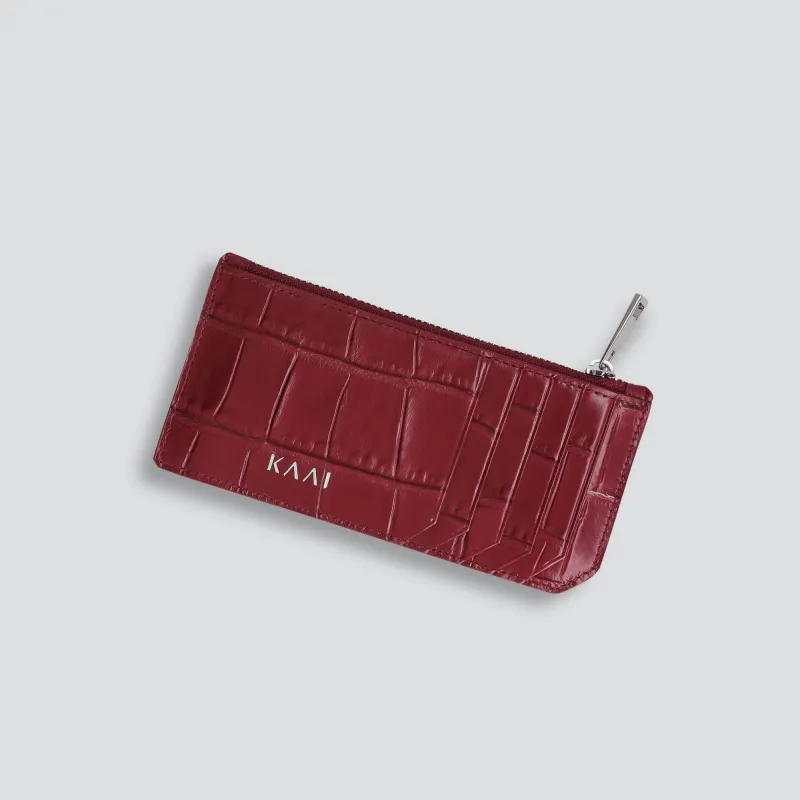 Cardholder - soft croco dahlia red sold by Kaai nv
